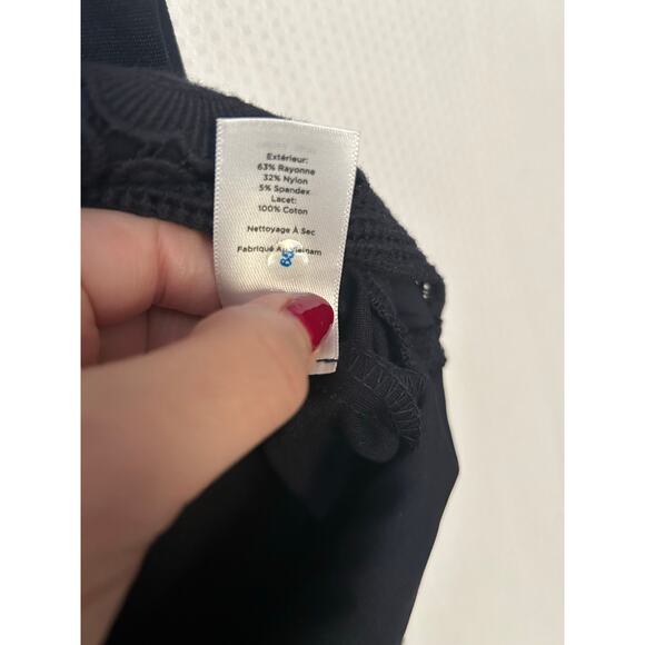 Talbots Navy Blue Pencil Skirt Lace Hem Knee Length Size 16 Petite - Picture 6 of 10